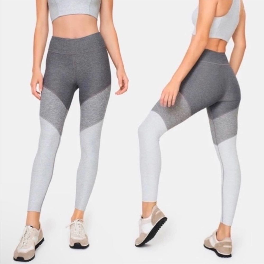 Outdoor Voices 7/8 Springs Workout Leggings Gray Tricolor Color Block Athletic